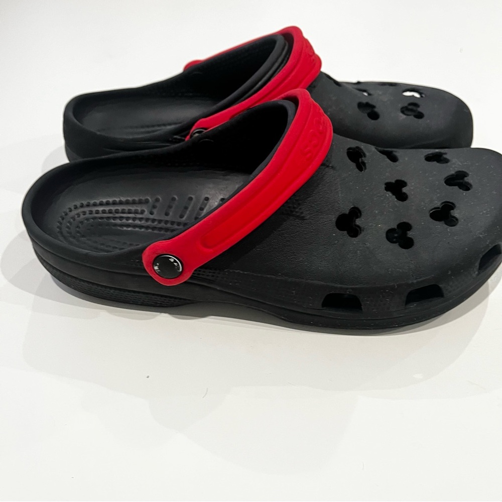 Disneyland Mickey Mouse Black and Red Crocs Clogs